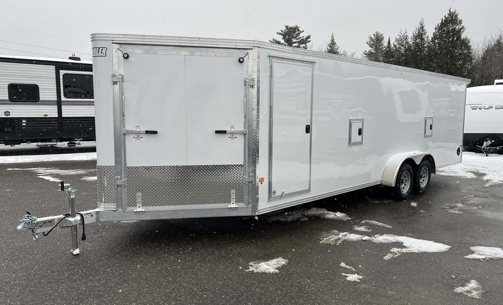 2024 E-Z Hauler 7ร24 Aluminum 4-Place Drive In/Out w/Tapered Ramps, Rear Canopy