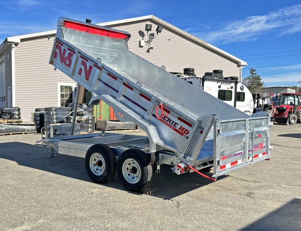 2024 N&N Trailers 7ร14 14K Galvanized Hydraulic Dump w/Ramps, 2-Way Spreader Gate, Tarp Kit
