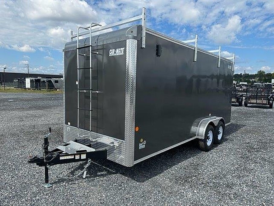 Car Mate 7 x 18 Enclosed Contractor Trailer โ Exterior Tool Doors